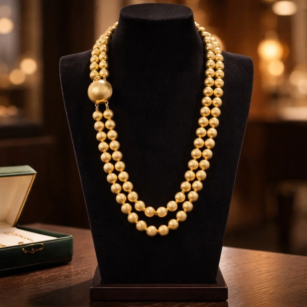 Monet Elegant Vintage Gold Beaded Necklace - Picture 1 of 4